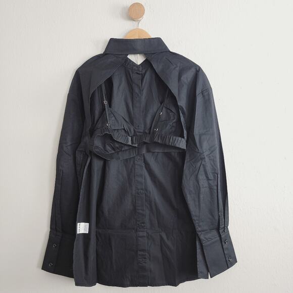 NEW Ser.O.Ya by Retrofete Lydia Open Back Button Down Bra Top in Black - Picture 12 of 16